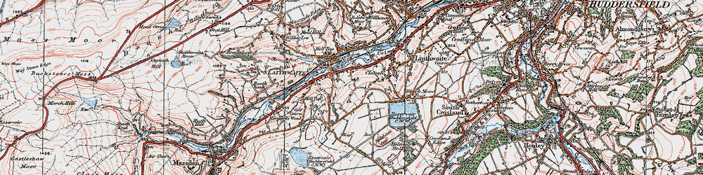 Old map of Slaithwaite in 1924