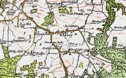 Old map of Slaley in 1925