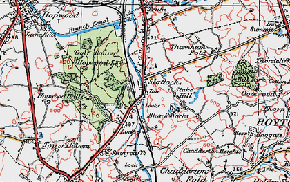 Old map of Slattocks in 1924