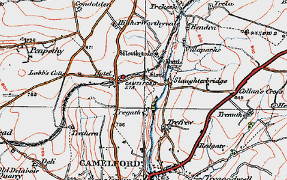 Old map of Slaughterbridge in 1919