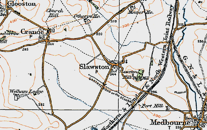 Old map of Slawston in 1921
