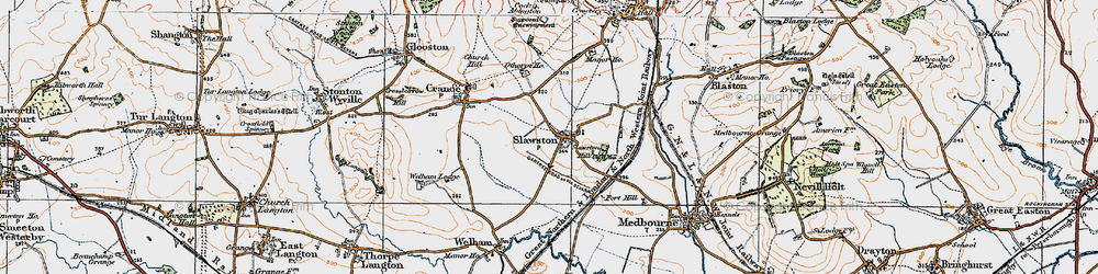 Old map of Slawston in 1921