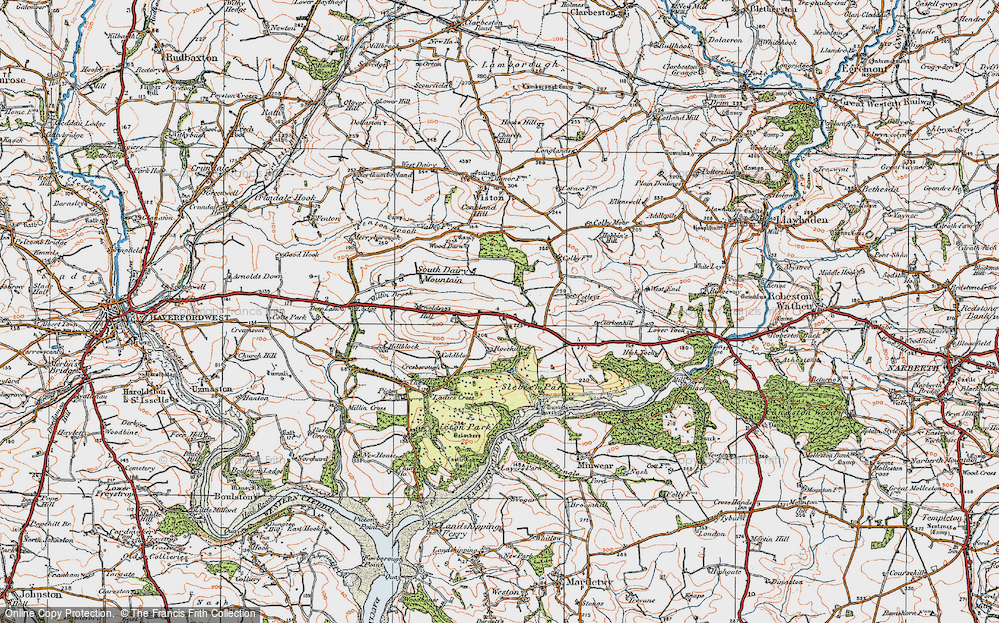 Old Map of Historic Map covering Wiston Wood in 1922