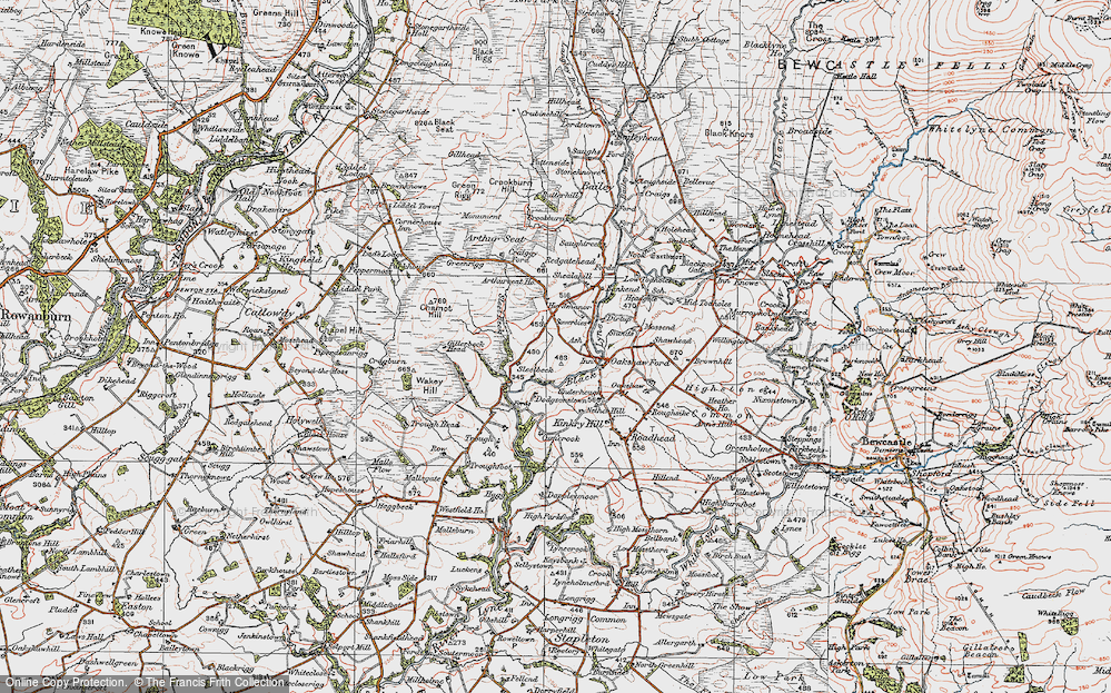 Old Map of Historic Map covering Black Lyne in 1925
