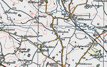 Old map of Slindon in 1921