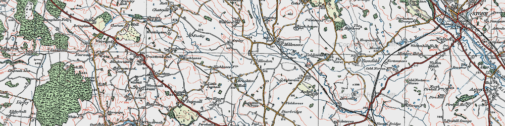 Old map of Slindon in 1921