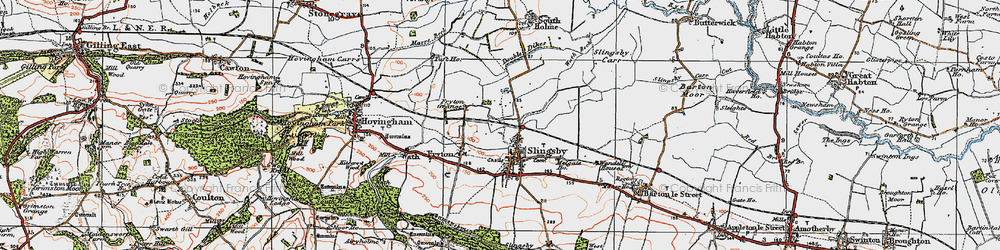 Old map of Slingsby in 1925