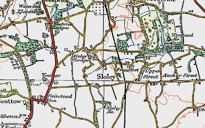 Old map of Sloley in 1922