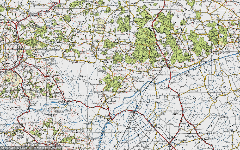 Old Map of Historic Map covering Bench Hill in 1921