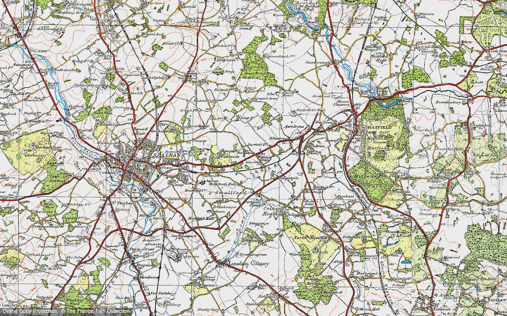 Old Map of Historic Map covering Oaklands in 1920