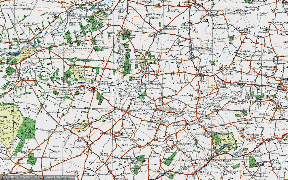 Old Map of Historic Map covering Broomscot Common in 1920