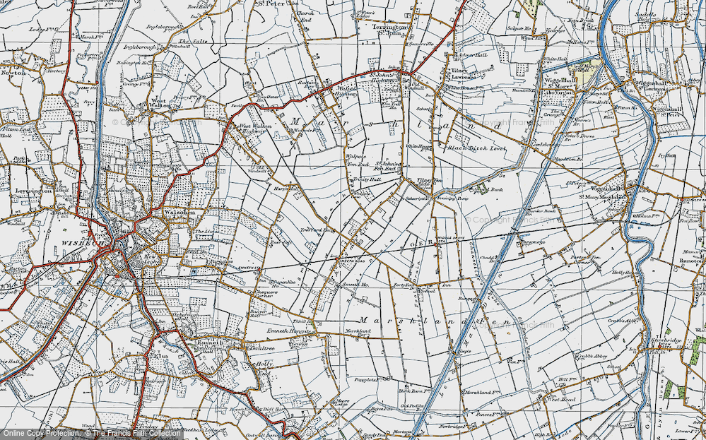 Old Map of Historic Map covering Rands Drain in 1922