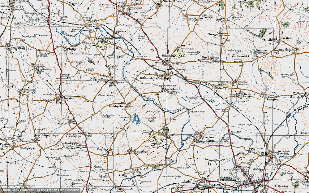 Old Map of Historic Map covering Bull Spinney in 1920