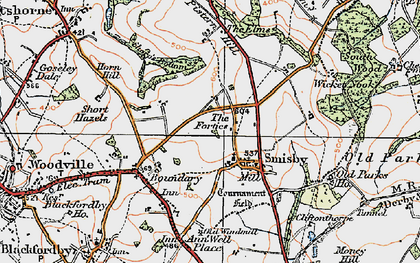 Old map of Smisby in 1921