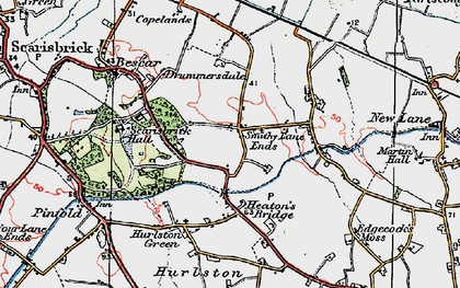 Old map of Smithy Lane Ends in 1923