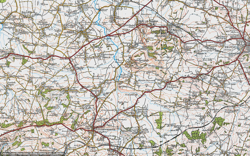 Old Map of Historic Map covering West Chinnock Hill in 1919