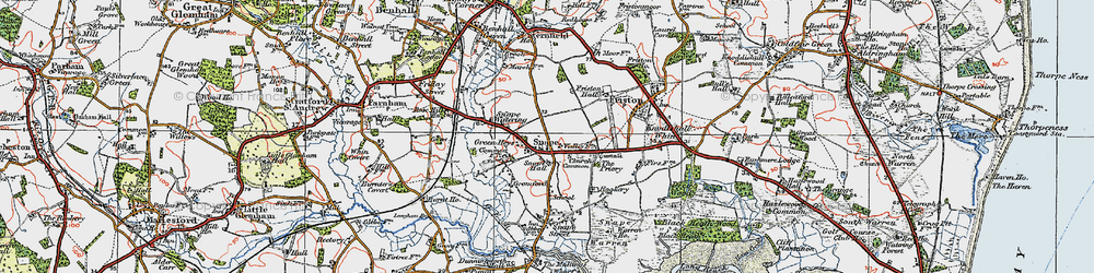 Old map of Snape in 1921