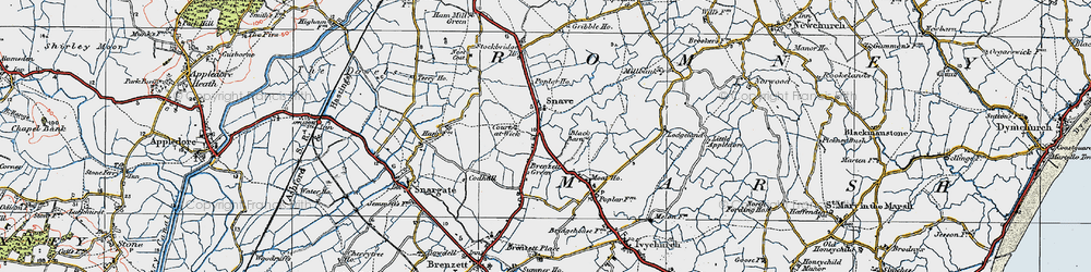 Old map of Snave in 1921