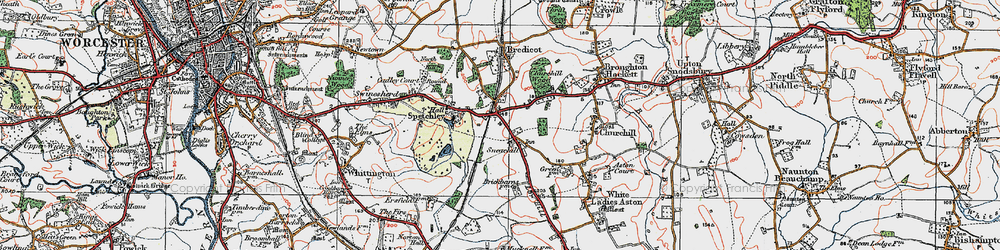Old map of Bredicot in 1919
