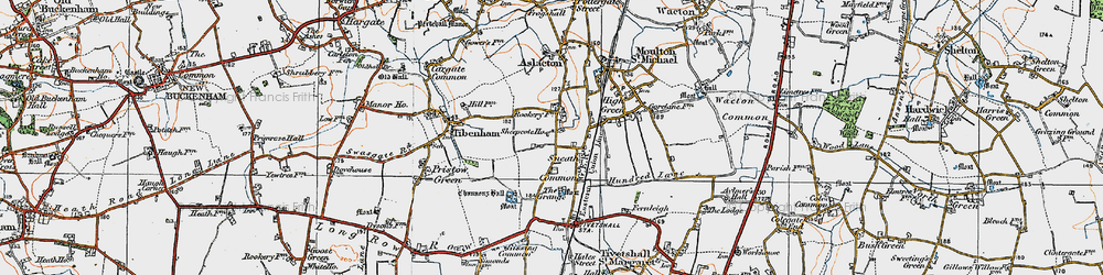 Old map of Tibenham Airfield in 1921