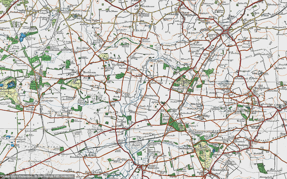 Old Map of Historic Map covering Linger Hill in 1920