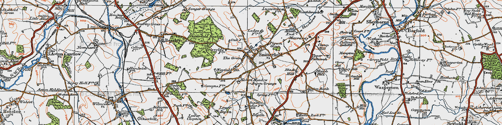 Old map of Snitterfield in 1919