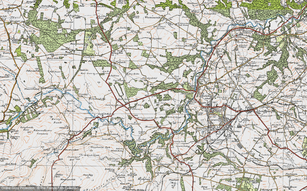 Old Map of Snods Edge, 1925 in 1925