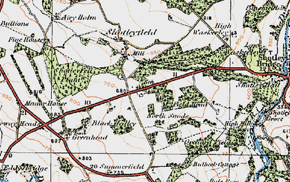 Old map of Snods Edge in 1925