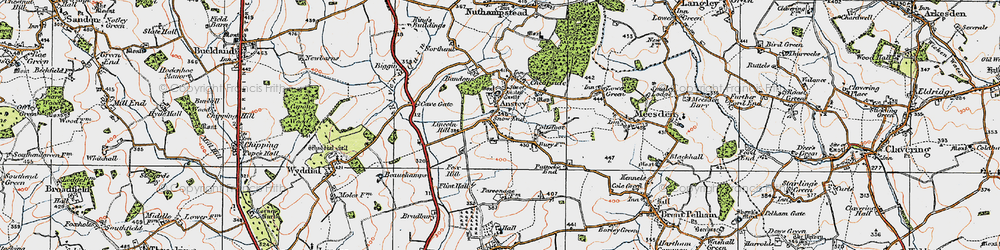 Old map of Snow End in 1919