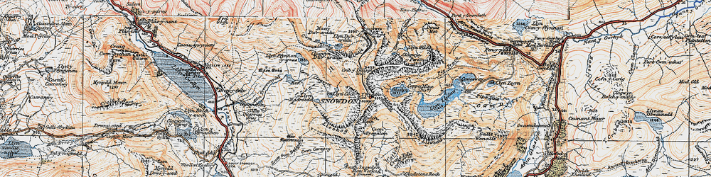 Old map of Snowdon in 1922