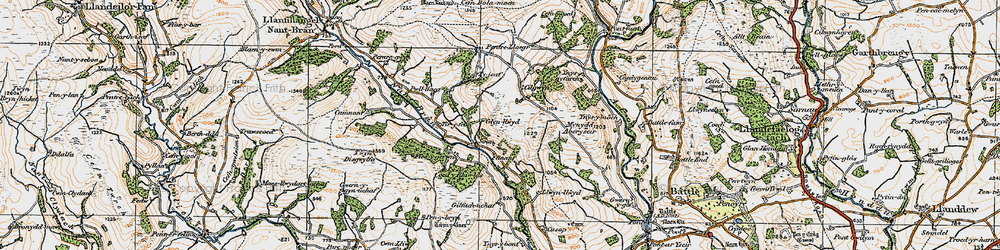 Old map of Afon Ysgir in 1923
