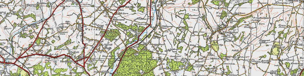 Old map of Soberton Heath in 1919