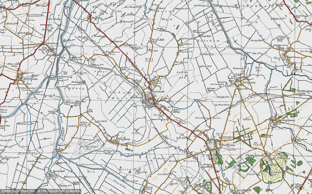 OLD ORDNANCE SURVEY MAP CAMBRIDGE NEWMARKET 1905 SOHAM WATERBEACH HADDENHAM 