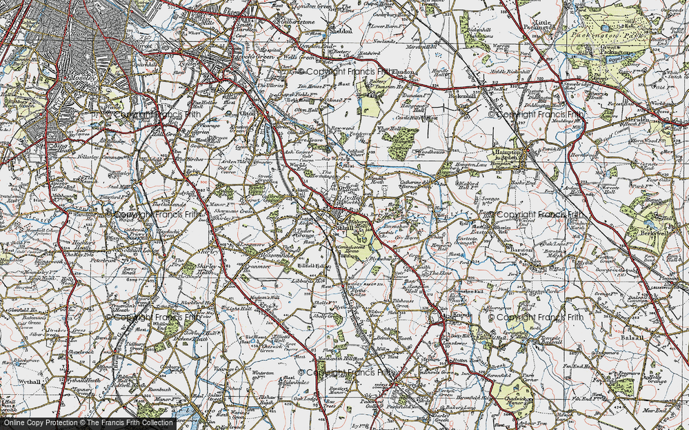 Old Map of Historic Map covering Solihull in 1921