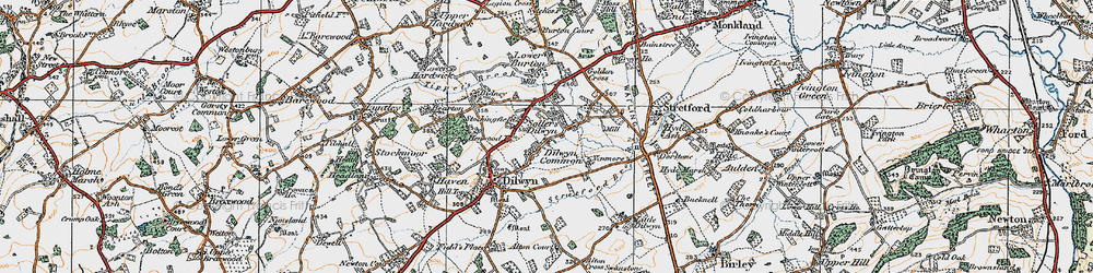 Old map of Sollers Dilwyn in 1920