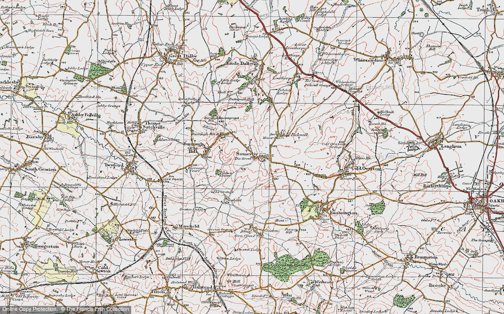 Old Map of Historic Map covering Burrough Hill Country Park in 1921