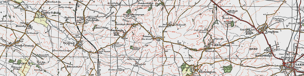 Old map of Burrough Hill Country Park in 1921