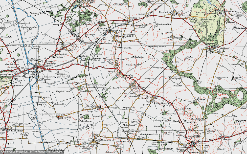 Old Map of Historic Map covering Bigby Top in 1923