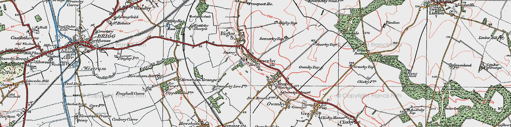 Old map of Bigby Top in 1923