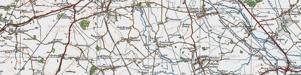 Old map of Somerford Keynes in 1919