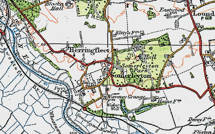 Old map of Somerleyton in 1922