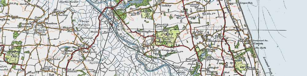Old map of Somerleyton in 1922