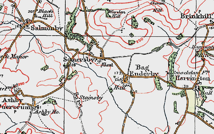 Old map of Somersby in 1923