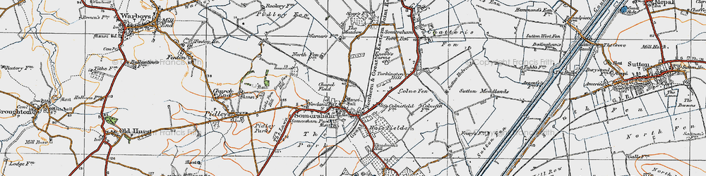 Old map of Somersham in 1920