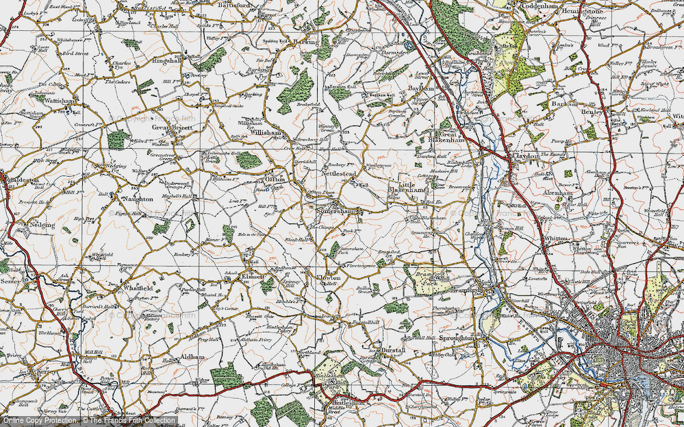 Old Map of Historic Map covering Bleak Hall in 1921