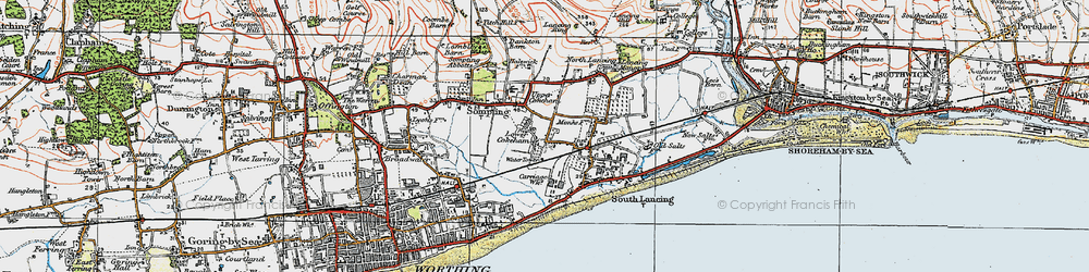 Old map of Sompting in 1920