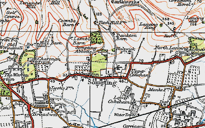 Old map of Sompting Abbotts in 1920