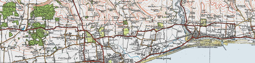 Old map of Sompting Abbotts in 1920