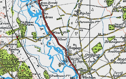 Old map of Sopley in 1919