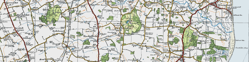 Old map of Sotterley in 1921